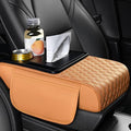 5-in-1 Car Armrest Pad Cushion, Water Ripple Embossed Center Console Booster Pad with Tissue Box, Cup Holder, Storage Bag, Phone Slot, Fit for Most Sedan Vehicles (Water Ripple Series, Orange)