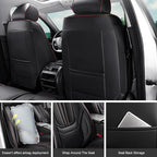 Car Seat Covers, Premium Leather Car Seat Covers, Waterproof and Breathable Seat Covers, Universal Car Seat Protector Fit for Cars, Trucks, SUVs, Pick-ups (Black&Red line, FullSet)
