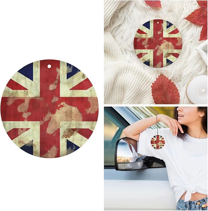 6 Pcs Car Air Fresheners Hanging Scented Cards for Car Fresheners Vintage Union Jack British Flag Car Aromatherapy Tablets Funny Hanging Air Freshener for Car Rearview Mirror Pendant