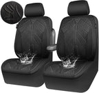CAR PASS Waterproof Car seat covers Front Seats covers Neoprene Wetsuit, All-Weather Non-Slip Durable, Universal Fit for SUV Sedans Trucks Vans Automotive, Armrest Airbag Compatible, 3D Emboss 2 Black