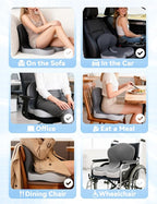 Orthopedic Cushion, Ergonomic Orthopedic Cushion for Tailbone Pain Relief, with Memory Foam, Car Seat Cushion with Waist Support, Non-Slip, Breathable, Washable Cover (Black-Gray)
