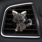 Bling Rhinestone Car Air Vent Clip,Dashboard Outlet Clip,Car Air Freshener Vent Clips,Car Air Conditioning Outlet Clip Decorative,Bling Car Accessories Car Interior Decoration Charm,Cute Car Decor (Cute kitten-BK)