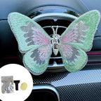 2 Pcs Embroidery Fragrance Butterfly Decoration, Butterfly Car Vent Clips, Embroidery Fragrance Butterfly Car Air Freshener Clip Charm Car Inter Decor Cute Car Accessories for Women Girls-green