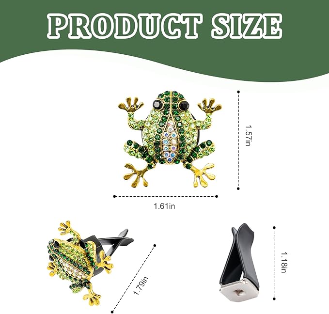 2Pcs Tree Frog Air Freshener Vent Clip, Cute Air Diffuser Clips, Bling Rhinestone Car Outlet Decor, Frog Car Accessories for Women
