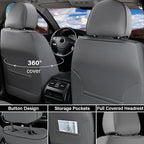 Coverado Car Seat Covers Full Set, Gray Car Seat Cover, Seat Covers for Cars, Waterproof Car Seat Protector, 5 Pieces Nappa Car Seat Cushion, Car Seat Covers Front Seats and Back Fit for Most Cars