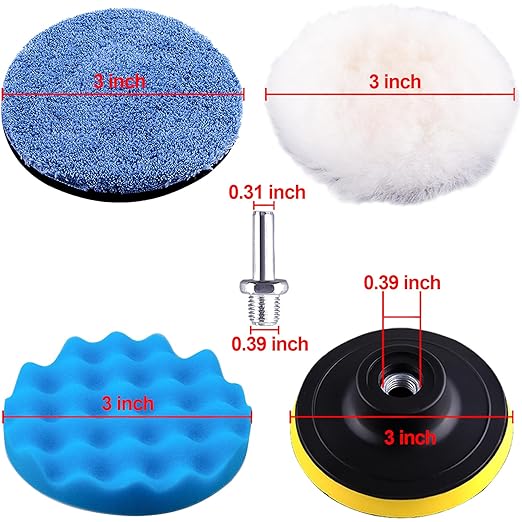 SIQUK 13 Pieces Buffing Pads 3 Inch Car Polishing Pad Kit Foam Polish Pads Wax Buffer Polisher Attachment for Drill