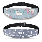 Baby Carseat Head Support,Car seat Straps Pillow Support Ban,Stroller Neck Relief Strap Headrest,Slumber Sling Sleep Positioner for Toddler Infants Child Children Kids(Gery Unicorn + Fish)
