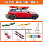 MeeFar Universal Car Soft Roof Rack Pads Luggage Carrier System for Kayak Surfboard SUP Canoe Include 2 Heavy Duty Tie Down Straps, 2 Tie Down Rope, 2 Quick Loop Strap and Storage Bag