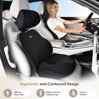 FLORICH Car Seat Cushion & Lumbar Support Pillow & Car Neck Pillow, Ergonomic Memory Foam Driving Seat Cushions for Back & Sciatica Pain Relief, Non-Slip Cushion for Car, Office Chair,Wheelchair-Black