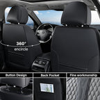 Coverado Car Seat Covers Full Set, Nappa Leather Seat Covers for Car, Waterproof Car Seat Protector with Lumbar Support, Automotive Seat Covers Universal Fit for Most Cars SUV Trucks (Black&Gray)