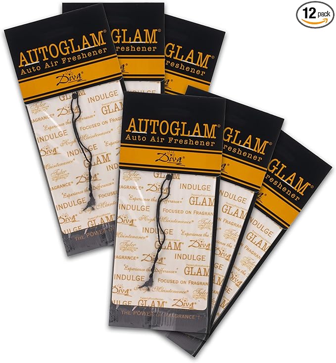 Tyler Candle Diva Autoglam Ivory And Gold 4.5 x 3 Cardboard Auto Air Freshener Mirror Hanger, Pack of 6