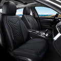 Coverado Car Seat Cover, Front Seat Cover, 2 Pack Universal Seat Covers for Cars, Breathable Nappa Leather Seat Cover, Waterproof Car Seat Protectors, Automotive Seat Covers Fit for Most Cars Black