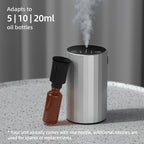 Waterless Essential Oil Diffuser Aromatherapy Scent Diffusers for Home Large Room, Bedroom, Car, Office, Desk, Battery Operated Mini Portable Air Freshener (Silvery)