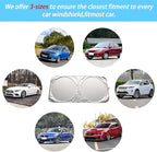 Foldable Windshield Sun Shade, Bonus Steering Wheel Sun Shield to Block UV Rays Keep Your Vehicle Cooler, Easy to Use Car Interior Accessories (Large)