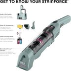Shark StainForce Cordless Portable Spot, Stain, & Odor Remover System for Carpets, Area Rugs, Upholstery, Stairs, with Storage Caddy, Accessories, and Full-Size Cleaning Solution, HX101 (New)