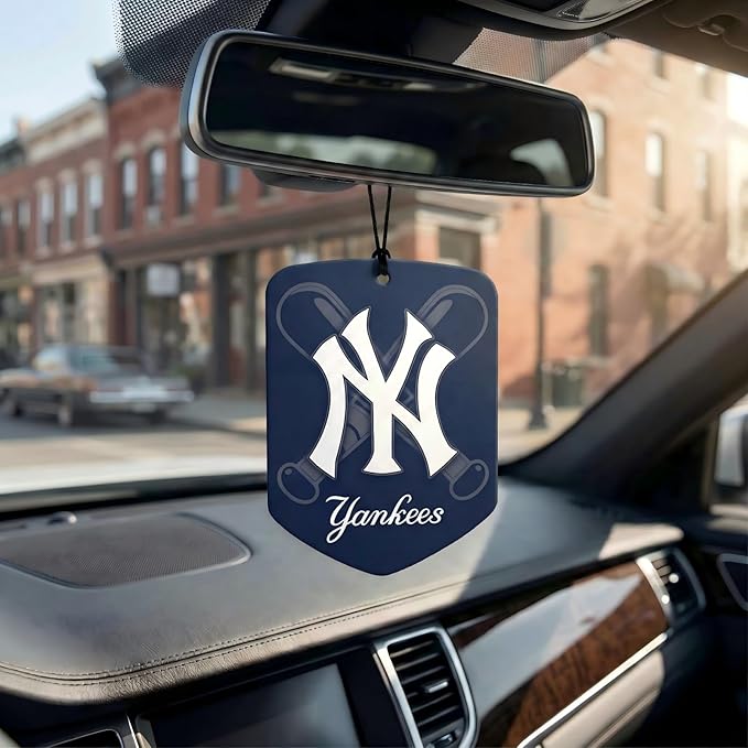 MLB New York Yankees Car Air Freshener - Team Logo Scented Hanging Air Freshener, Blue Shield Design with "NY Yankees" Logo, Sports Fan Auto Fragrance for Cars, Trucks, Home (2 Pack)