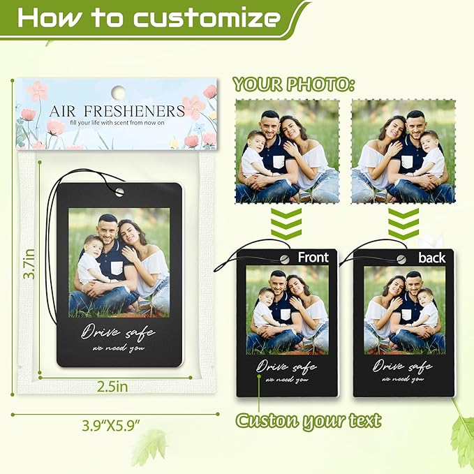 Custom Air Fresheners with Picture, Personalized Air Freshener for Cars, Customized Photo Gift with Scents for Family and Lovers