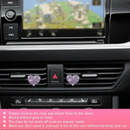 Ziciner 2PCS Bling Heart Car Air Vent Clips Charms, Heart Shaped Crystal Car Air Freshener Vent Clips, Rhinestone Air Conditioning Outlet Clip, Vehicle Decor Accessories for Women Girls (Purple)