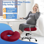 CloudBliss Donut Pillow Seat Cushion Chair Pad for Tailbone Pain Relief and Hemorrhoids, Memory Foam Seat Chair Cushion for Men and Women for Home & Office, (Red)