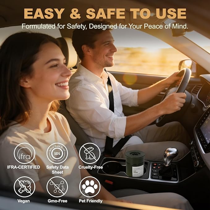 Car Air Freshener, Sandalwood Pine Scent Diffuser with Rotating Cap for Adjustable Fragrance Intensity, Gel Odor Eliminator for Home Car Bathroom, Every 6.4 oz Lasts 90 Days, 2 Pack, Green