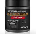 Leather Recoloring Balm - Scratch Repair & Color Restore Kit for Faded Leather, Leather Couch & Car Seats - 12OZ Leather Restorer Balm for Furniture, Auto Interior, Vinyl, Accessories (Dark Gray)