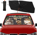 Socira Funny Squirrels Car Windshield Sunshade Umbrella Foldable Visor Umbrella Sun Shade Cover Funny Animal Sunshade Front Window Cover Squirrels Car Accessories Blocks Uv Rays 57" X 30"