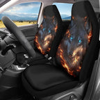 Car Seat Covers Front Seats Only Breathable Fire Wolf Cool Car Seat Cover for Additional Protection Fashion Auto Interior Accessories Easy Installation Universal Fit Most Cars