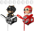 2Pcs Car Air Fresheners, Cute Bear Pilot Automotive Air Outlet Creative Car Perfume Diffuser, Automotive Accessories Air Vent Decoration with 8 Fragrant Tablets (Black 1+Red 1)