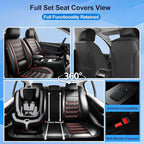 Fit Sonic Car Seat Covers for Select Chevrolet/Chevy Sonic 2012-2020 - Premium Full Coverage Leather, Airbag Compatible, Waterproof & All Weather Seat Cushion Protector, Full Set, Red Trim