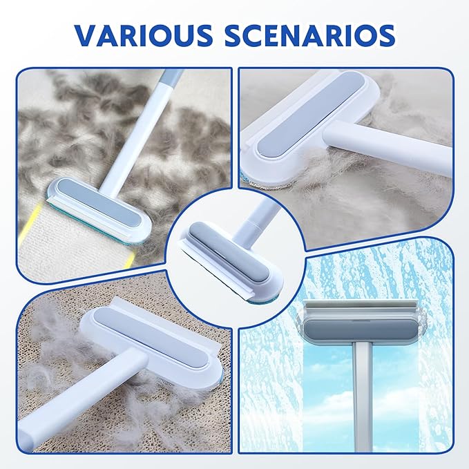 2025 New Pet Hair Remover, 4 in 1 Pet Hair Removal Tool for Couch Carpet Furniture, Multifunctional Double Sided Dogs Cats Hair Removal Brush, Reusable Cleaning Brush for Window (1 Pc)