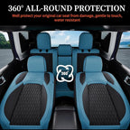 Coverado Seat Covers for Jeep Wrangler, Waterproof Leather Car Seat Covers for Truck Automotive Seat Covers Custom Fit for 2018-2024 Jeep Wrangler JL Seat Covers 2-Door/4-Door Full Coverage (Blue)