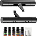2Pcs Car Air Freshener Vent Clips, Car Diffuser Essential Oils Kit with 5 Different Essential Oils (0.34oz Each) & 12 Refill Sticks, long lasting Cars fragrance for House