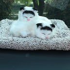 Walbest Cute Sleeping Cat Car Bamboo Charcoal Air Purifying Bags - Fluff Kitten Ornament Charcoal Bags Odor Absorber for Car Dashboard Decorations White
