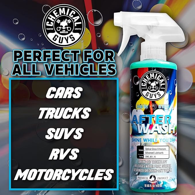 Chemical Guys CWS_101_16A Car Wash, Dry & Shine Bundle - Maxi-Suds II Foaming Car Wash Soap, 16 oz, Cherry Scent + After Wash Gloss Boosting Drying Aid (16 oz) (2 Items)