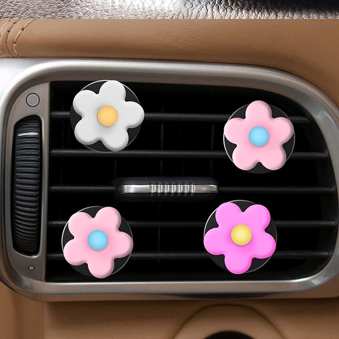 Frienda 8 Pieces Daisy Flower Air Freshener Cute Flower Car Clips Air Vent Clip Car Accessories Interior Decor for Women Girls Charm Colorful Air Vent Decorations(Sweet Colors)