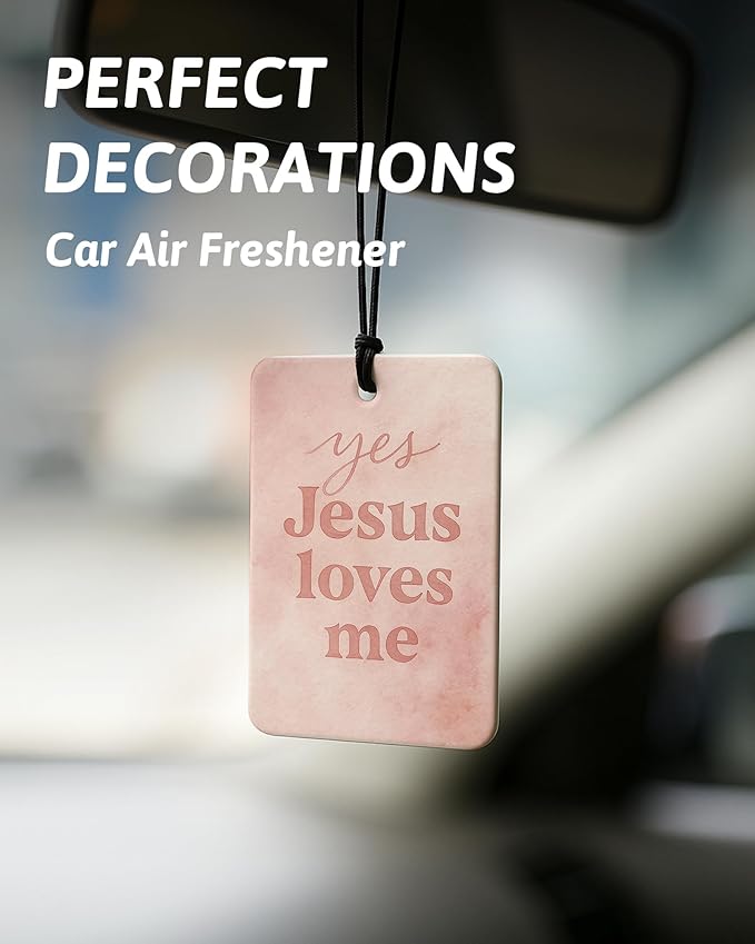 Jesus Christian Car Air Freshener 4 Pcs, Abstract Scenery Pink Floral Religious Hanging Air Freshener for Cars Closet Drawer Books, Girly Christian Car Accessories Mirror Decor for Women