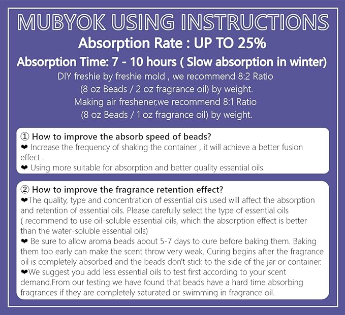 MUBYOK 18lb Premium Unscented Aroma Beads for DIY Car Freshies Eva Beads Bulk Supplies