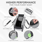 PETSFIT Multipurpose Console Dog Car Seat, Portable Small Dog Car Seat for Dogs, Cat Carrier, Pet Carrier Airline Approved with Safety Tether and Pockets (Light Grey)