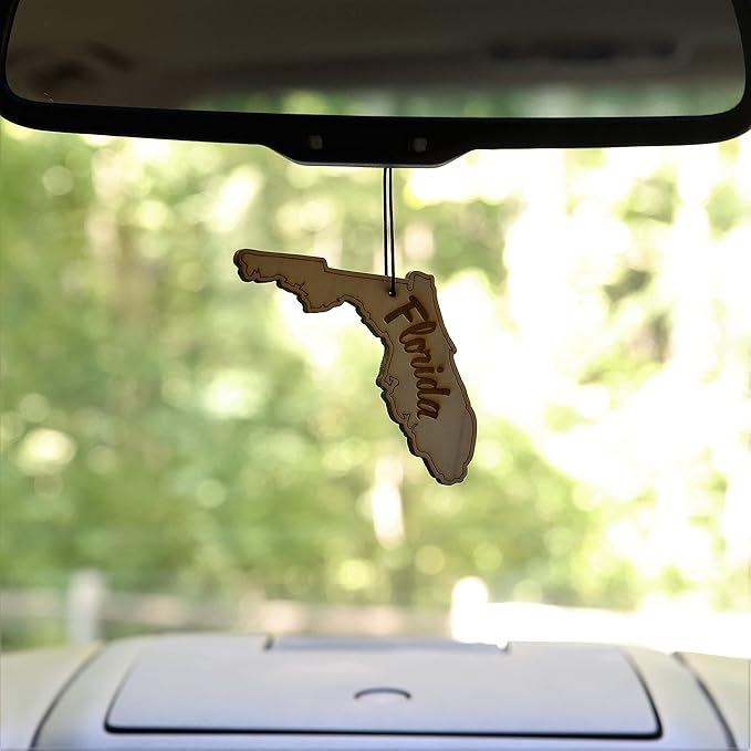 Arotags Florida Wooden Car Air Freshener - Long Lasting Backwoods Birch Scent Diffuses for 365+ Days - Includes Hanging Mirror Diffuser and Fragrance Oil - 100% American Made