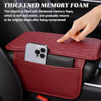Car Center Console Cover, Upgraded Microfiber Car Armrest Cover Cushion, with 2 Storage Bags Scratch, Resistant Leather Cars Armrest Storage Box Universal Vehicles Accessories (Red)