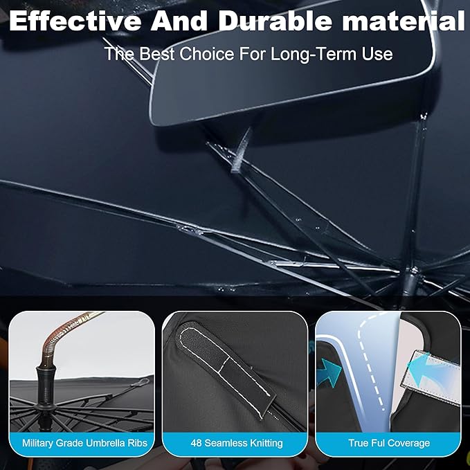 Windshield Sun Shade Umbrella, Portable Foldable, Spring Structure Wind Shield, Front Window Sunshade, Protect from Sun Rays Car Windshield, for Men (57'' x 31.5'')