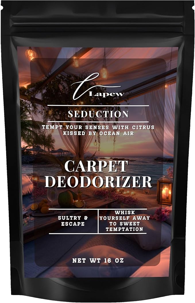 Lapew Seduction Carpet Deodorizer Powder - Pet Safe Freshener for Vacuuming | Scented Odor Eliminator for Home | 16 oz
