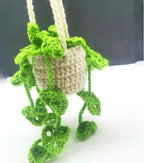 Car Hanging Ornament Knitted Boho Plant for Decor,Cute Crochet Car Hanging Plant Basket Ornament Rear View Mirror Decoration Accessories