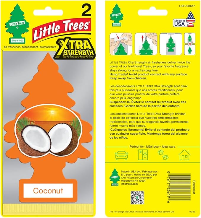 LITTLE TREES Car Air Freshener | Xtra Strength Provides Long-Lasting Scent for Auto or Home | Extra Boost of Fragrance | Coconut, 24 Air Fresheners