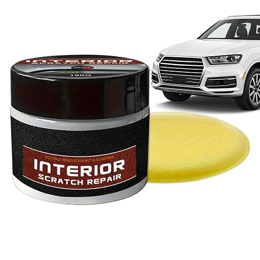Dashboard Scratch Repair Kit Car Interior Scratch Remover 100g Dashboard Restorer Interior with Sponge Car Parts Refurbish Wax for Minor Scratches Repair, Safe for All Vehicles