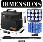 TuErcao Insulated Cooler Bag 6/24 Can Collapsible Leakproof Soft Sided Cooler for Car, Portable Foldable Small Ice Chest for Beach Camping Picnic Travel, 5/15qt Lunch Box for Men Work