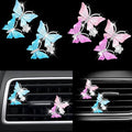 HungMieh 4 PCS Car Vent Clip Air Freshener, Butterfly Car Interior Accessory in Pink&Blue for Women, Car Outlet/Vent Décor Charm with Refill Pads for Dropping Fragrance
