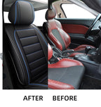 CAPITAUTO Leather Car Seat Covers, Waterproof Faux Leatherette Cushion Cover for Cars SUV Pick-up Truck Universal Fit Set for Auto Interior Accessories(2 Front Blue&Black)