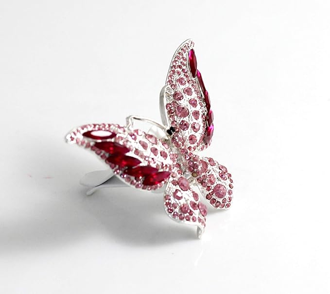 Bling Crystal Car Fragrance Butterfly Car Diffuser Air Freshener with Vent Clip (Pink)