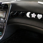Set of 3 Crystal Stone Car Air Vent Clips, Moon Star Heart Quartz Charm Car Air Freshener Clip, Air Conditioning Outlet Clip, Cute Car Interior Decoration Accessories for Men Women (Black, Unscented)